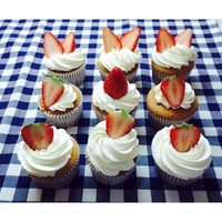 草莓奶油戚風蛋糕/紙杯蛋糕Cupcake的做法 步骤25