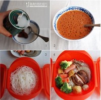 紅咖喱大蝦米粉的做法 步骤2