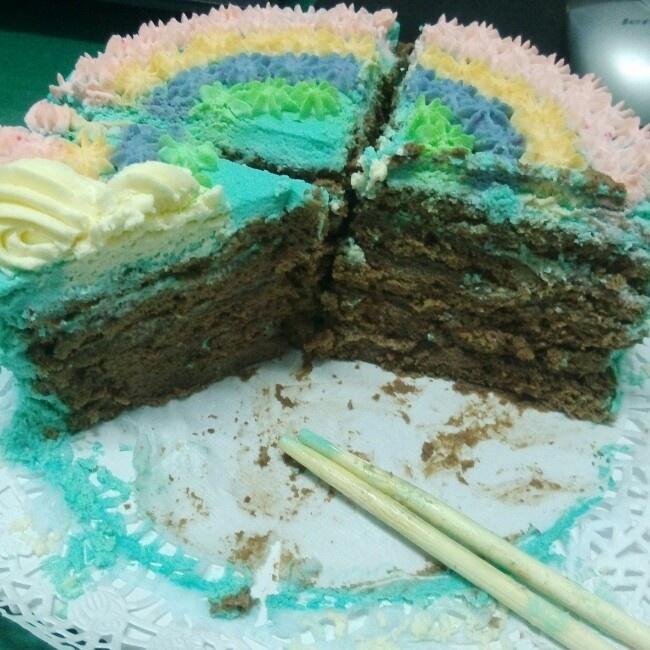裱花彩虹蛋糕（巧克力胚）的做法 步骤6