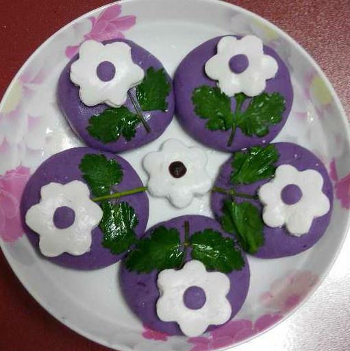 花朵紫薯餅的做法 步骤5
