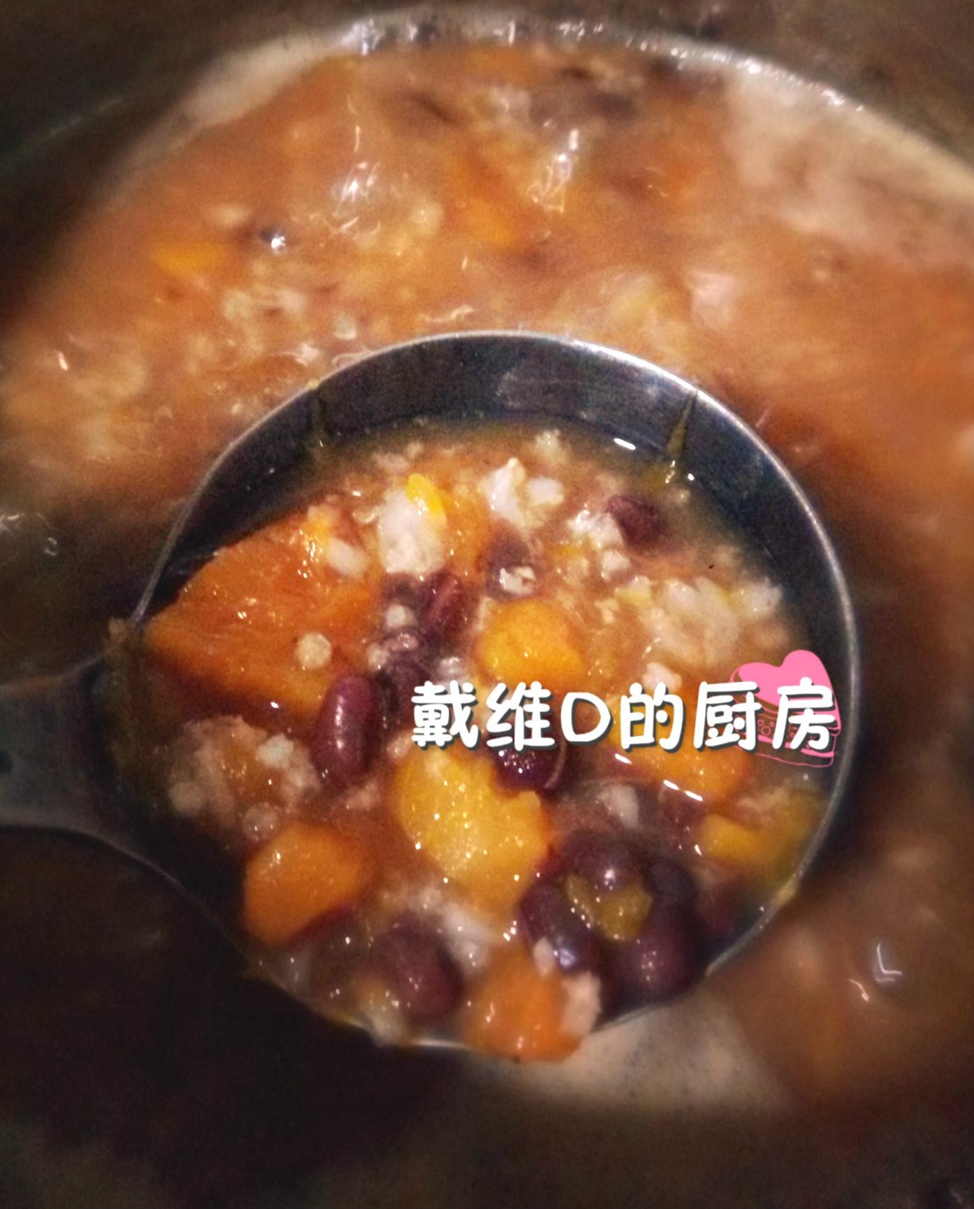 冬日一抹清甜溫潤--南瓜蜜豆雜糧糖粥的做法 步骤6