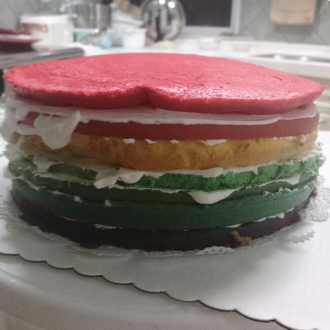 戚風彩虹蛋糕的做法 步骤5