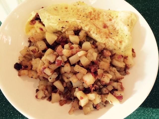 培根火腿Omelet及煎土豆，美式早餐的做法 步骤12