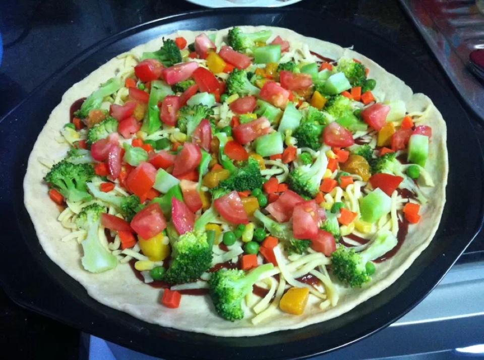 鮮蝦蔬菜薄皮全麥披薩的做法 步骤10