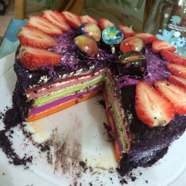 星空彩虹蛋糕的做法 步骤18