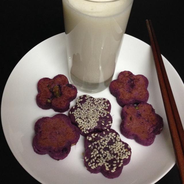奶香淮山汁&烤紫薯餅的做法 步骤6