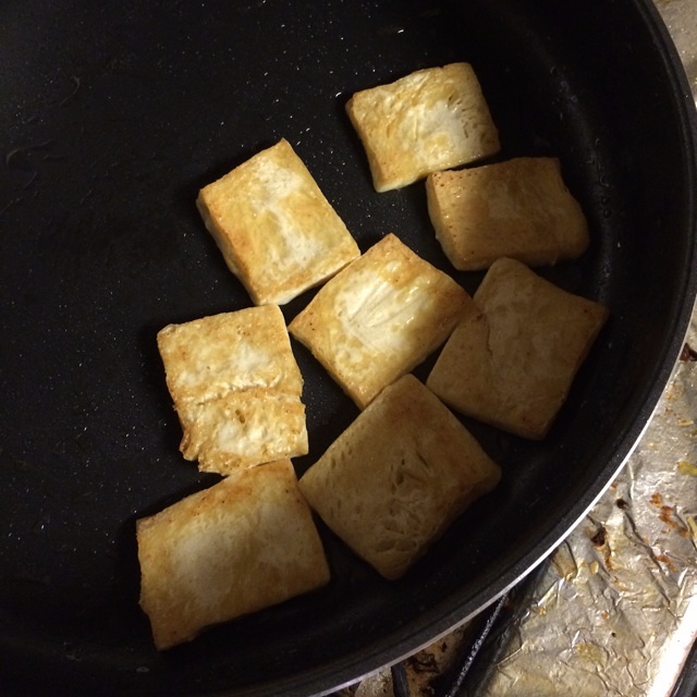 蠔油生菜之煎凍豆腐版的做法 步骤4
