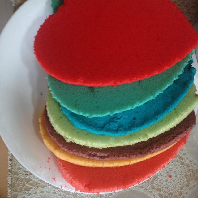 戚風版彩虹蛋糕的做法 步骤12