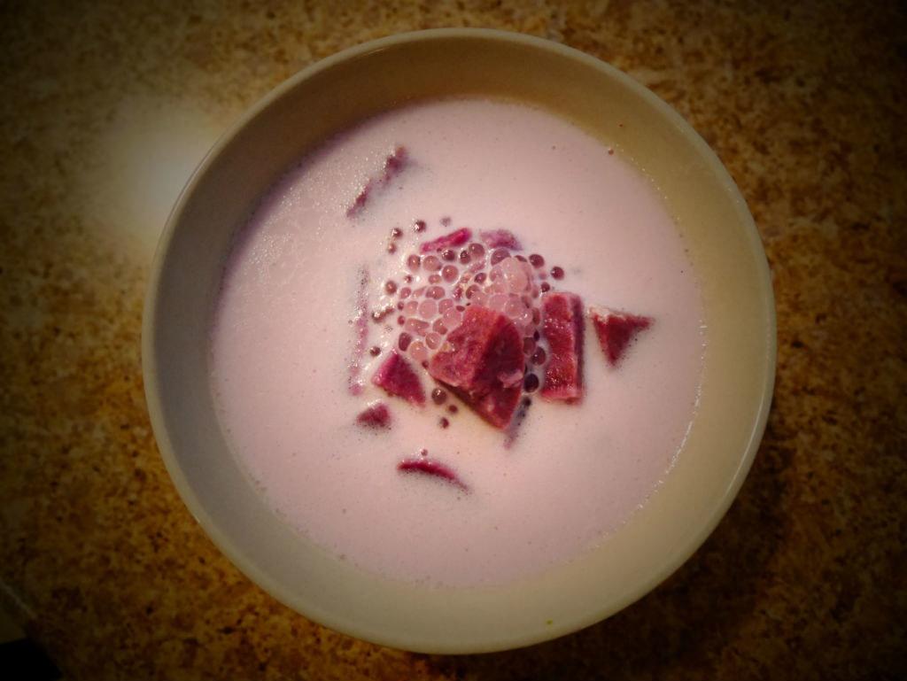 椰香紫薯牛奶西米露的做法 步骤7