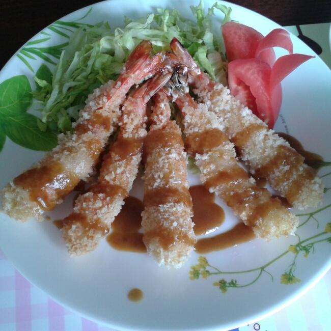 日式炸蝦（澆咖喱醬）的做法 步骤5