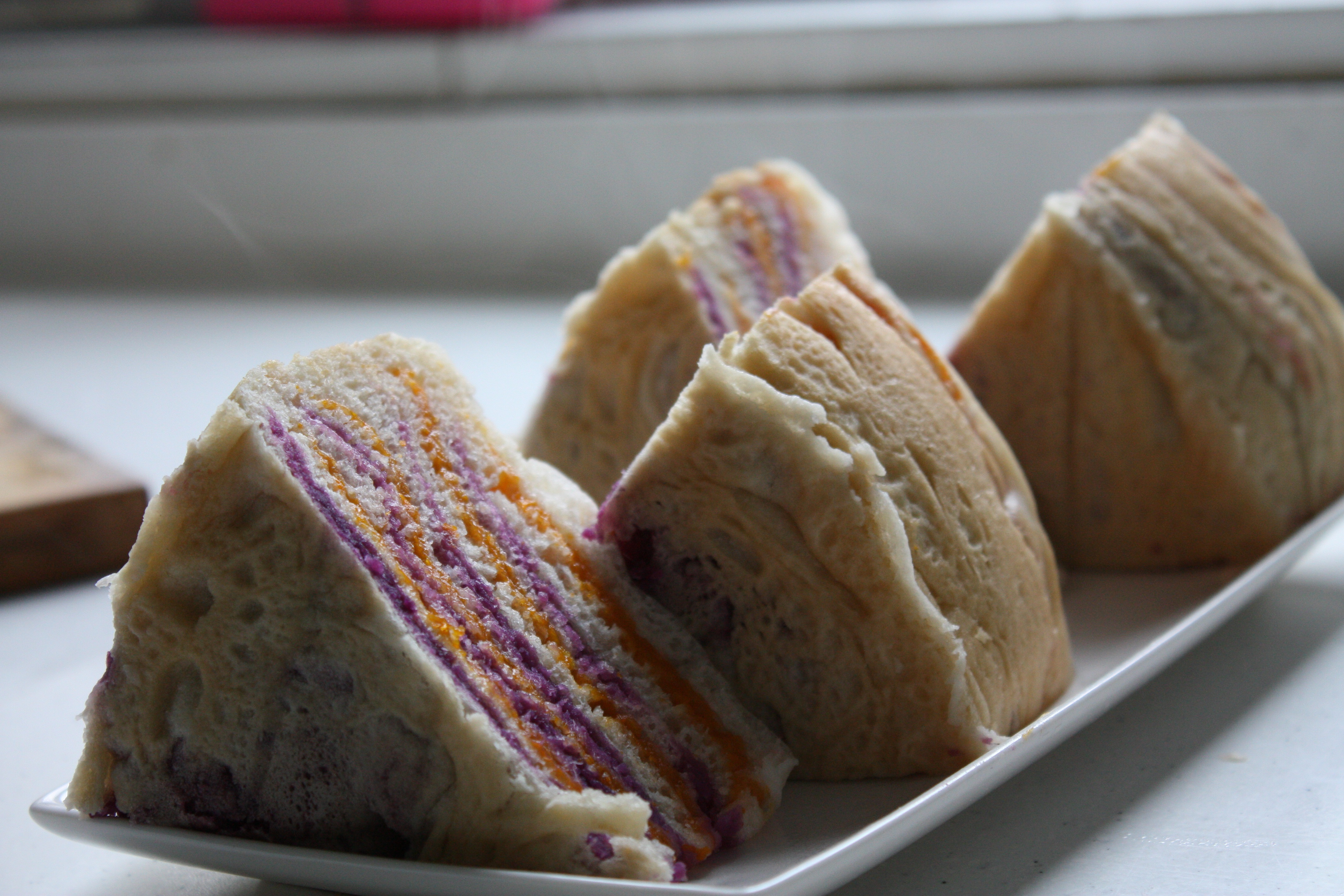 紫薯南瓜千層發糕——驚人的漂亮主食的做法 步骤9