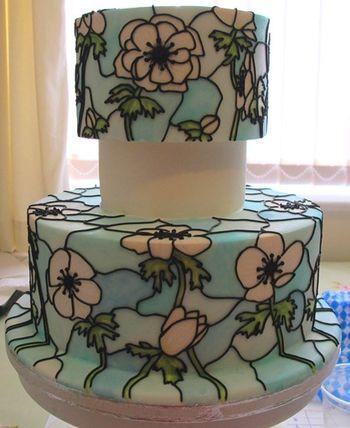 彩色玻璃翻糖蛋糕*Stained Glass Cake的做法 步骤7