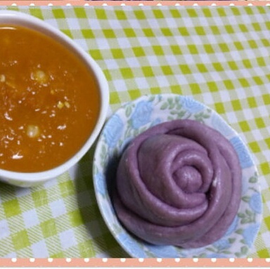 紫薯玫瑰饅頭，愛的心意。的做法 步骤2