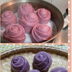 紫薯玫瑰饅頭，愛的心意。的做法 步骤1