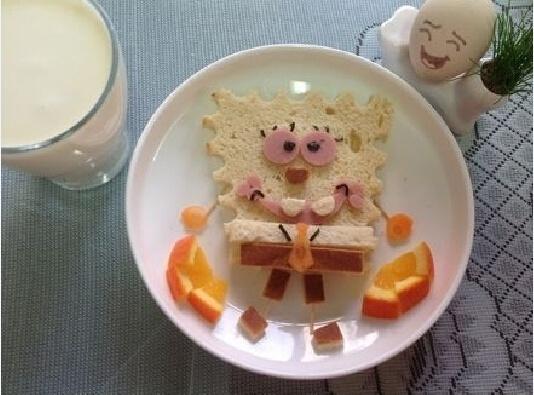 孩子最愛——海綿寶寶面包餐的做法 步骤5