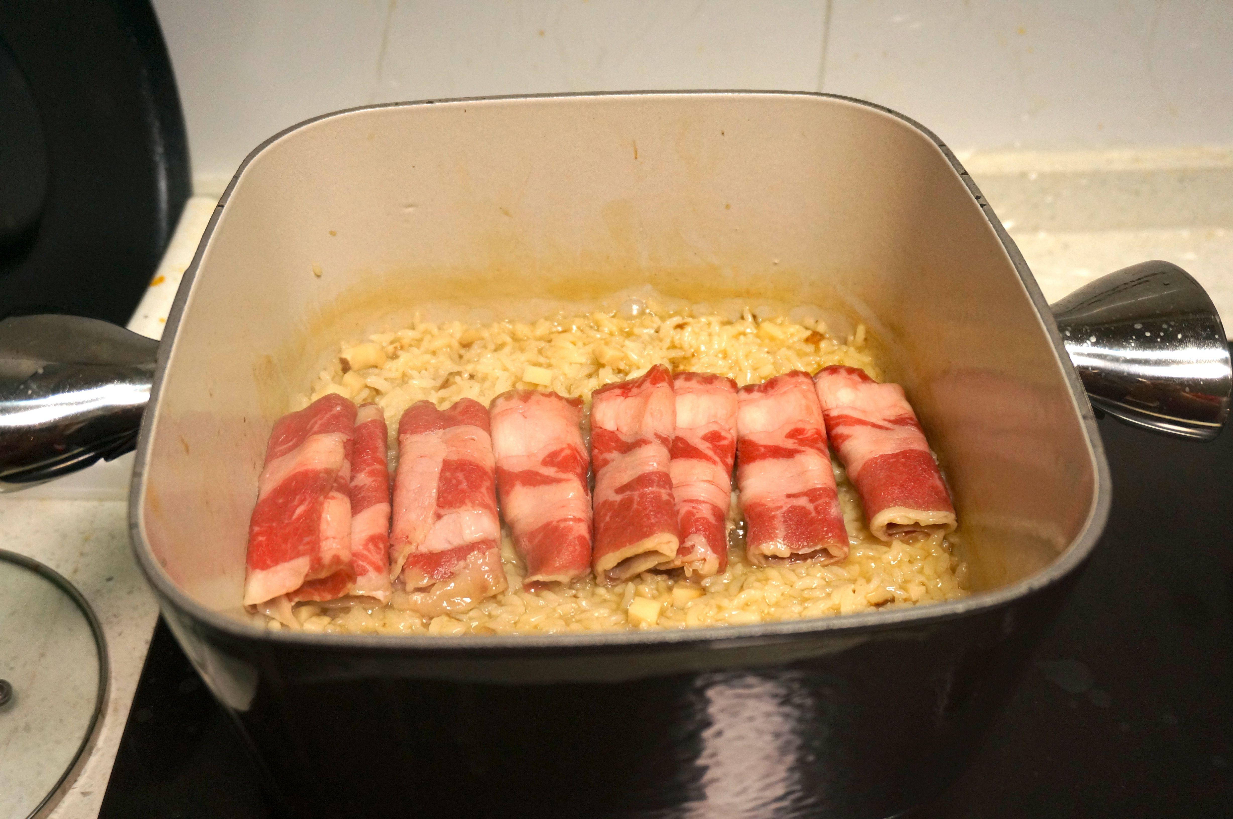 松茸燴飯配和牛卷的做法 步骤8