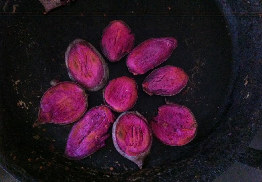 平底鍋版紫薯干的做法 步骤3