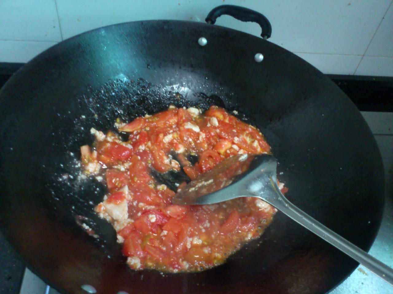 寶寶私房菜——番茄肉末蛋羹（配軟米飯）的做法 步骤3