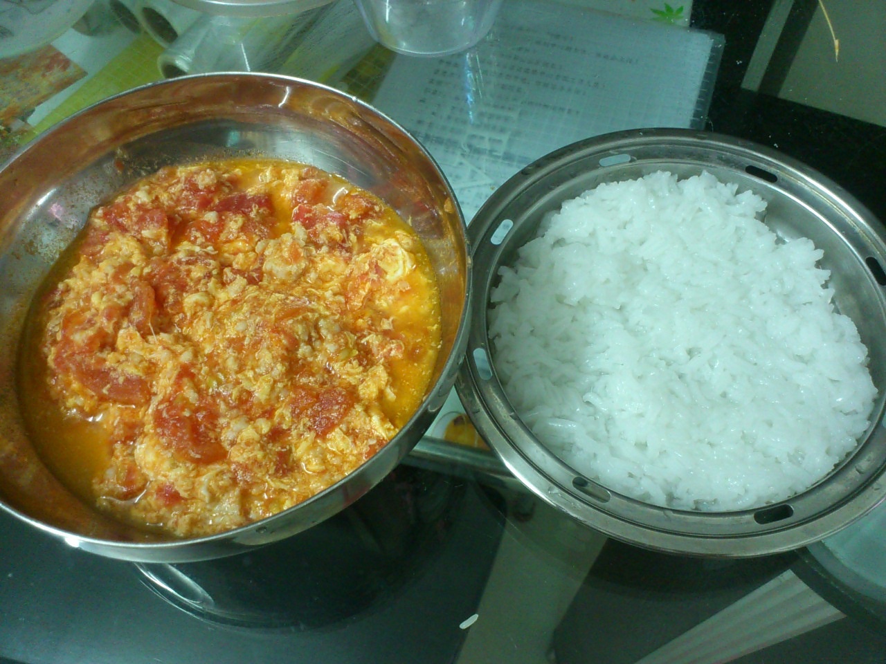 寶寶私房菜——番茄肉末蛋羹（配軟米飯）的做法 步骤5