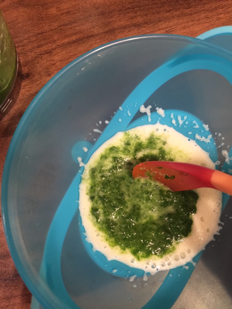 寶寶輔食︰菠菜泥米糊的做法 步骤2