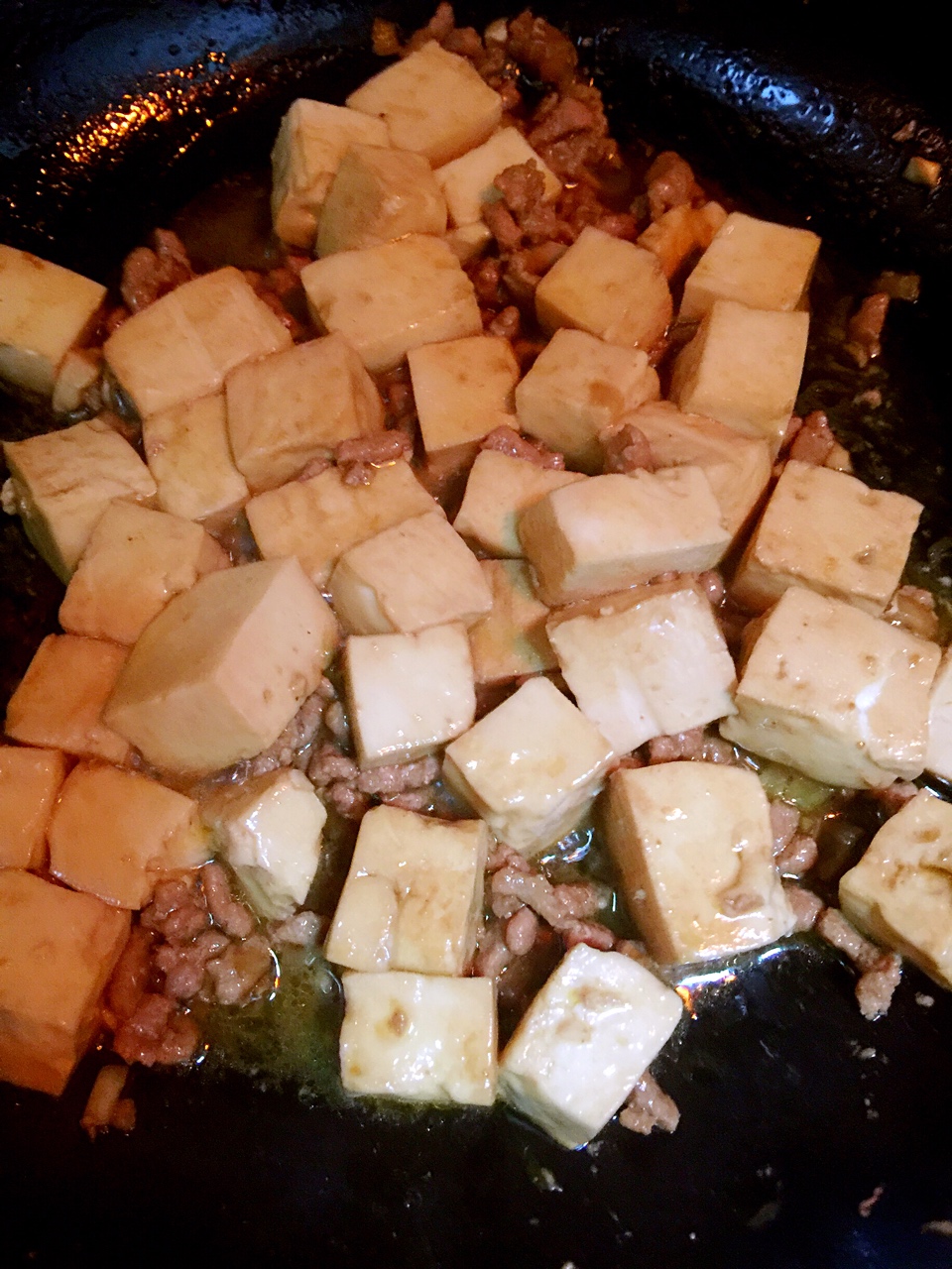 肉沫豆腐油麥菜的做法 步骤2