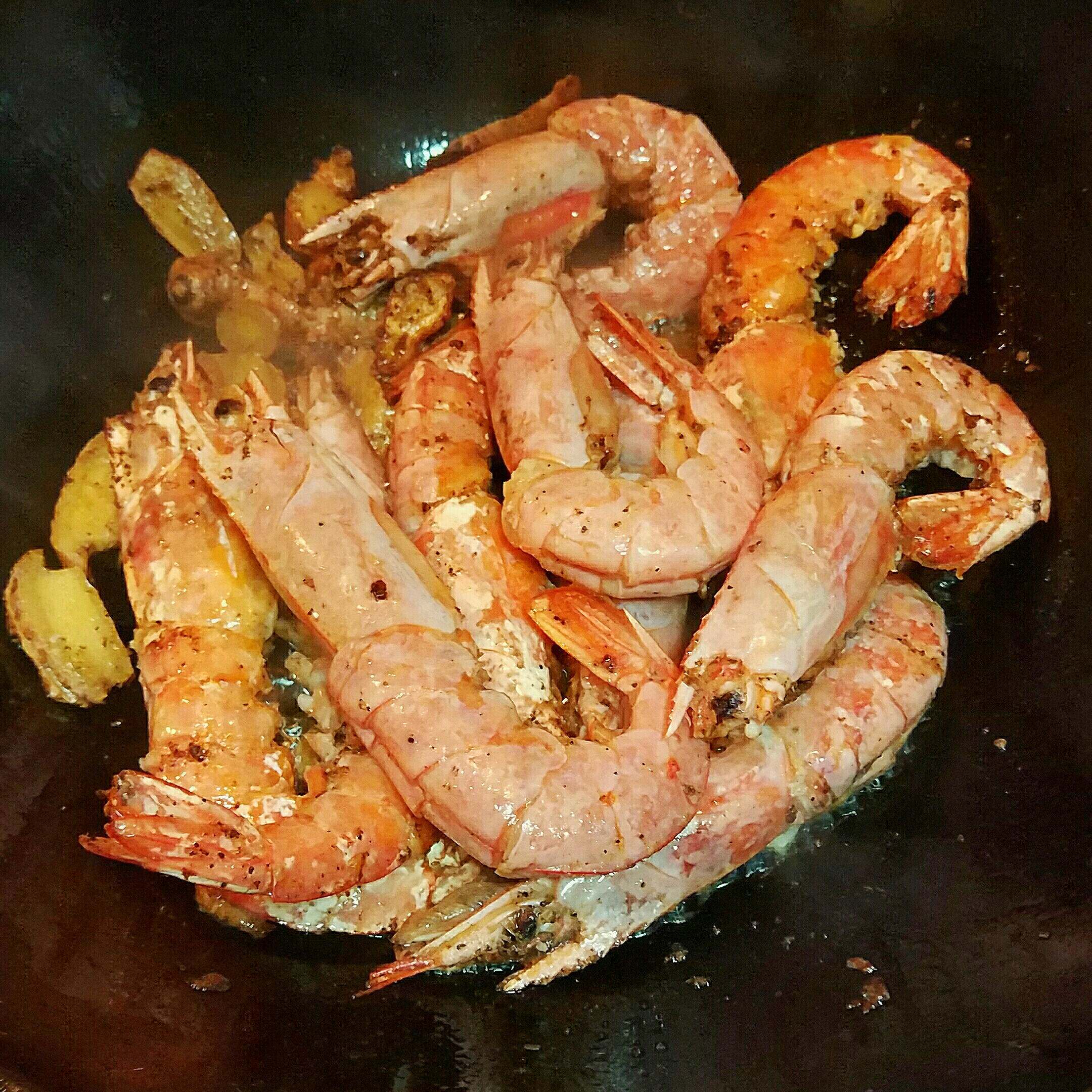 快手蔥燒阿根廷紅蝦的做法 步骤4