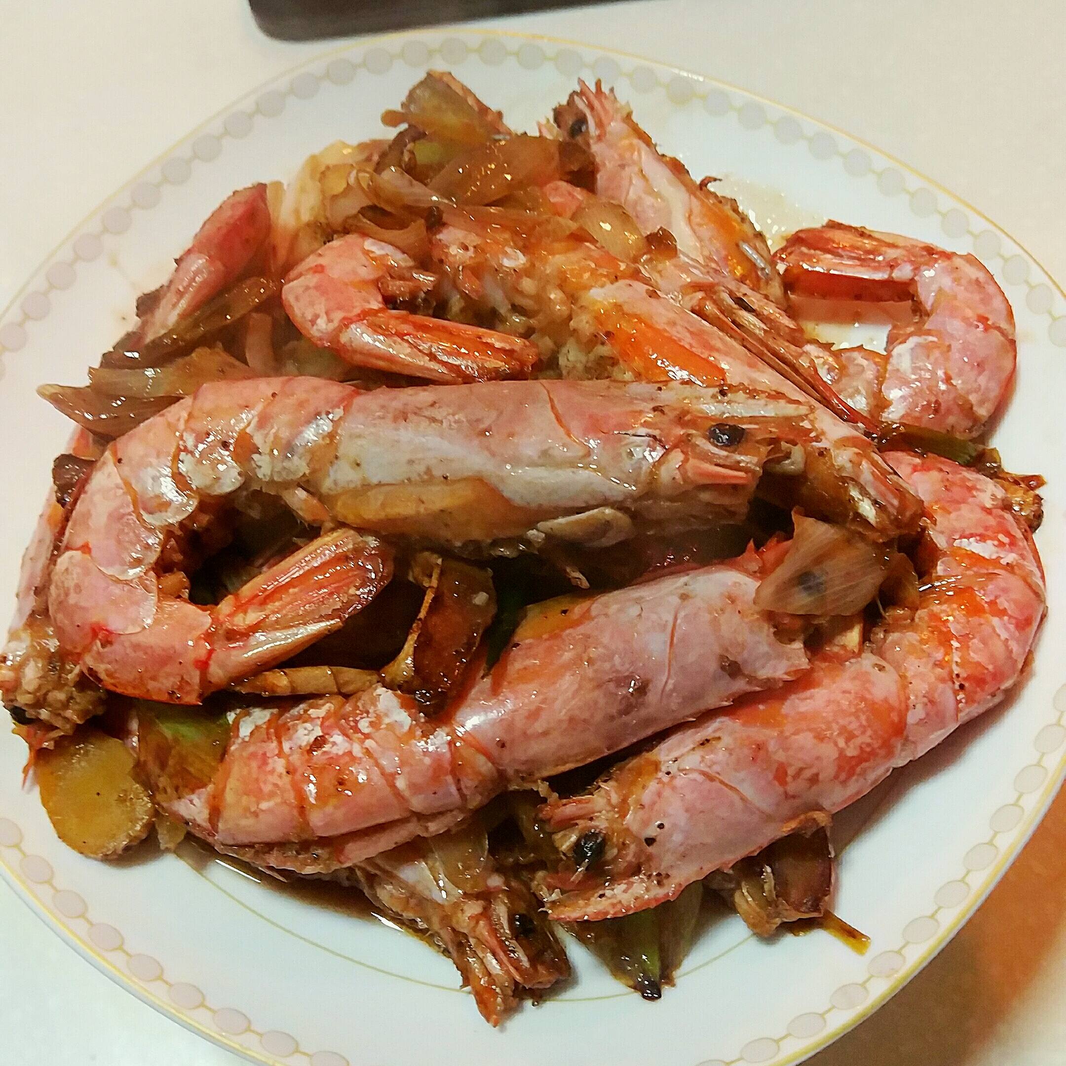 快手蔥燒阿根廷紅蝦的做法 步骤8