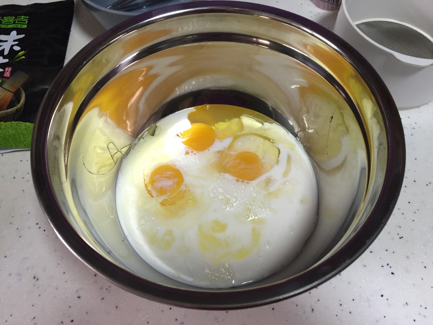 雞蛋、抹茶布丁（烤箱版）的做法 步骤6
