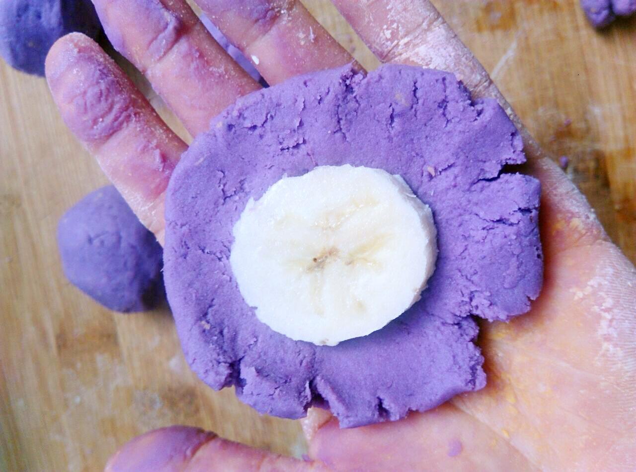 紫薯糯米餅（夾心黑芝麻核桃醬或香蕉）南瓜糯米餅的做法 步骤6