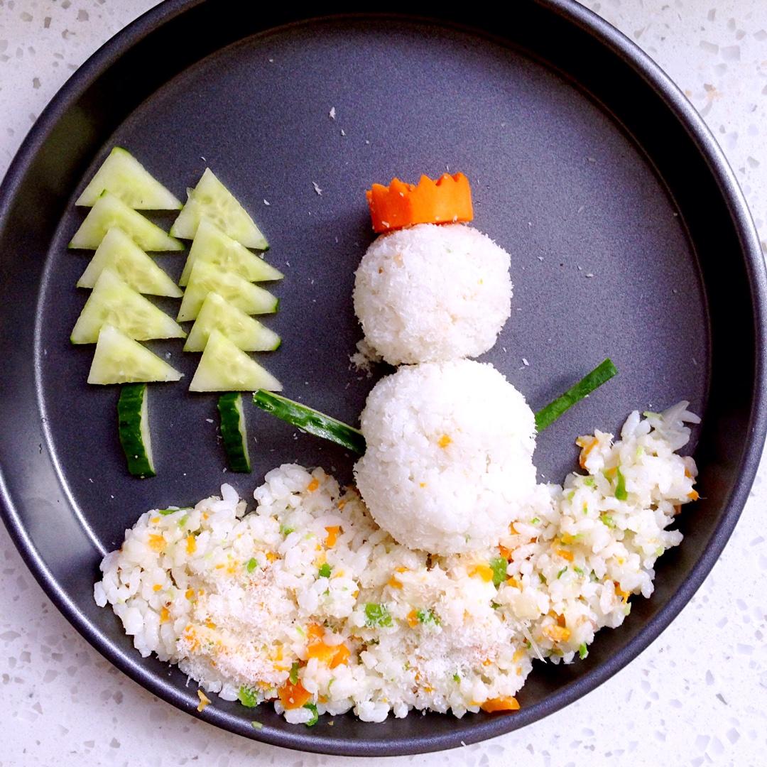 鱈魚秋葵時蔬飯團（小雪人兒童餐）的做法 步骤12
