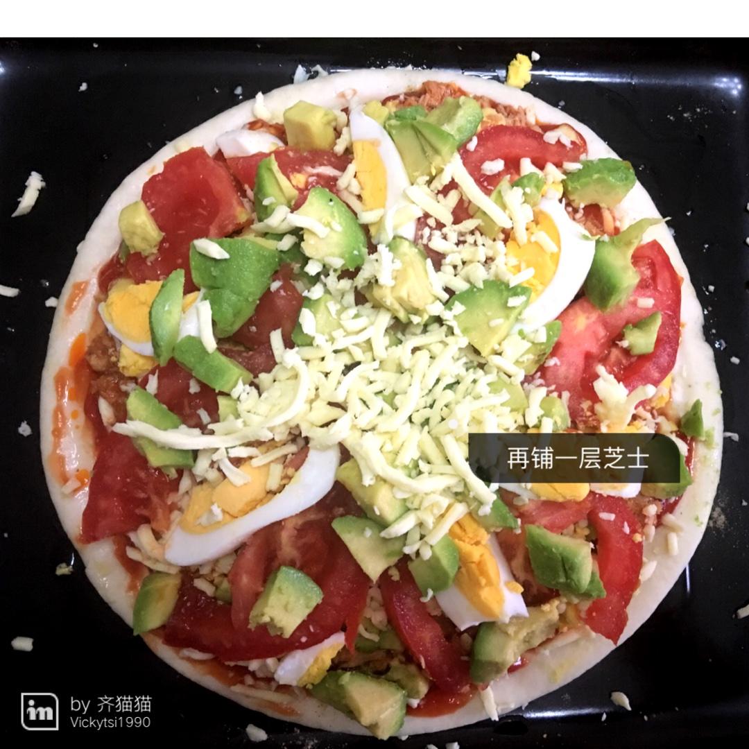 9寸蛋香牛油果金槍魚披薩的做法 步骤4