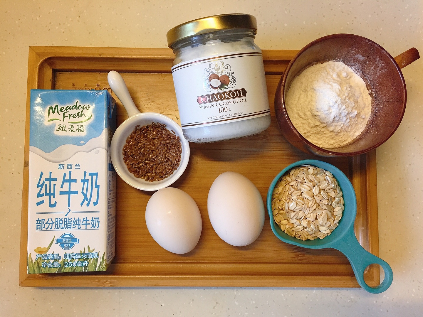 【低脂健康早餐】燕麥亞麻籽華夫餅的做法 步骤1