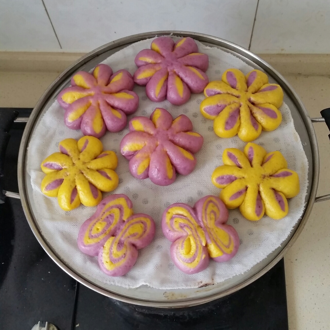 南瓜紫薯花樣饅頭的做法 步骤43