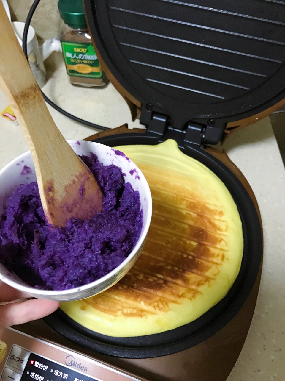 電餅鐺烤低脂低卡紫薯蛋糕的做法 步骤5