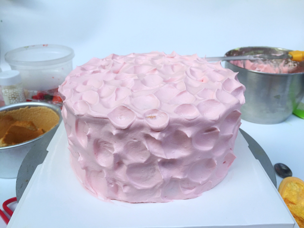 粉嫩少女❤️樹莓鮮花蛋糕（適合零基礎）的做法 步骤24