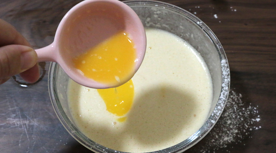快手開心甜品-芒果班戟（輕甜版，2只的分量）的做法 步骤5