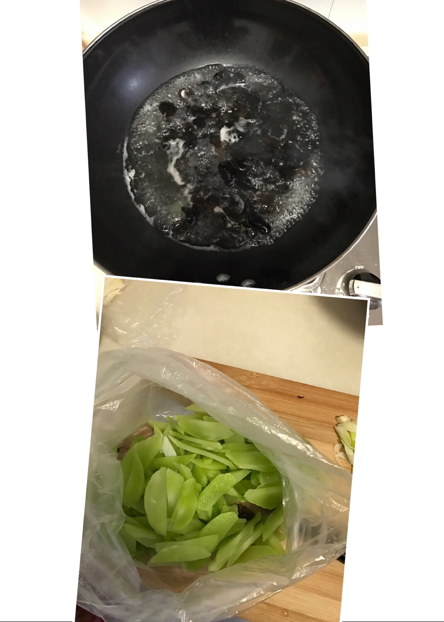 家常黑木耳雞蛋炒萵苣的做法 步骤1
