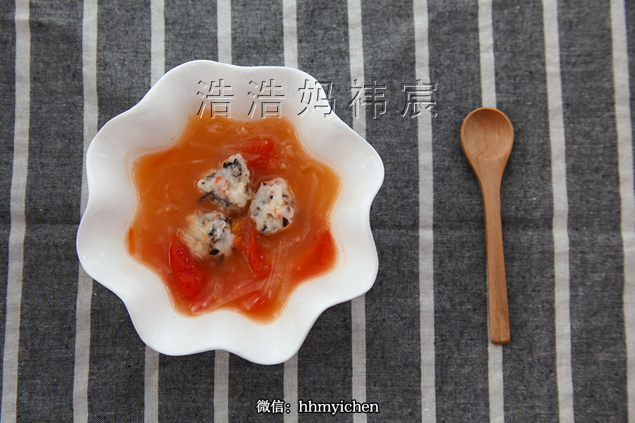 【輔食】番茄蘿卜絲蝦丸湯的做法 步骤5