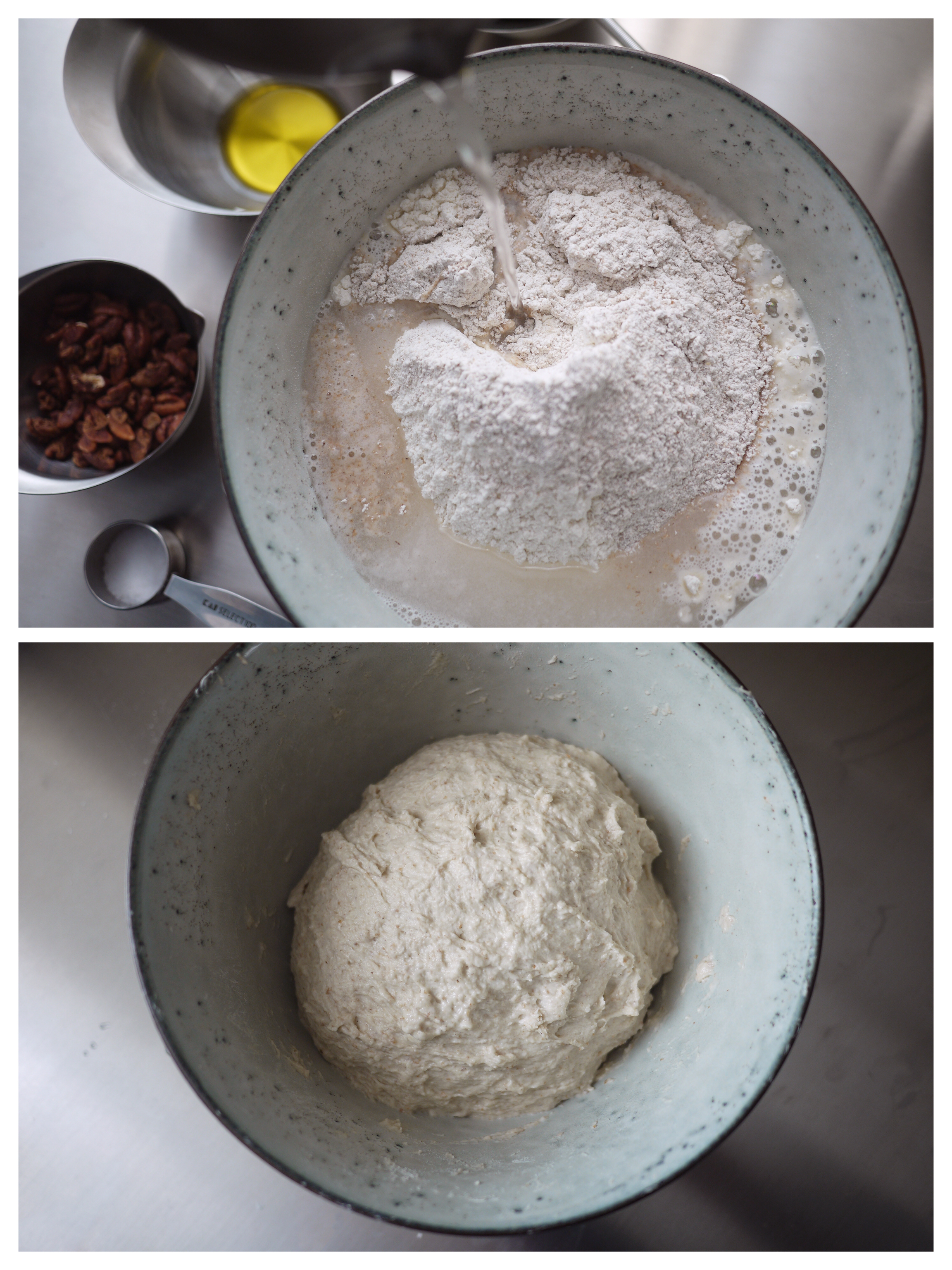 全麥山核桃橄欖歐包-Staub琺瑯鑄鐵鍋的做法 步骤2