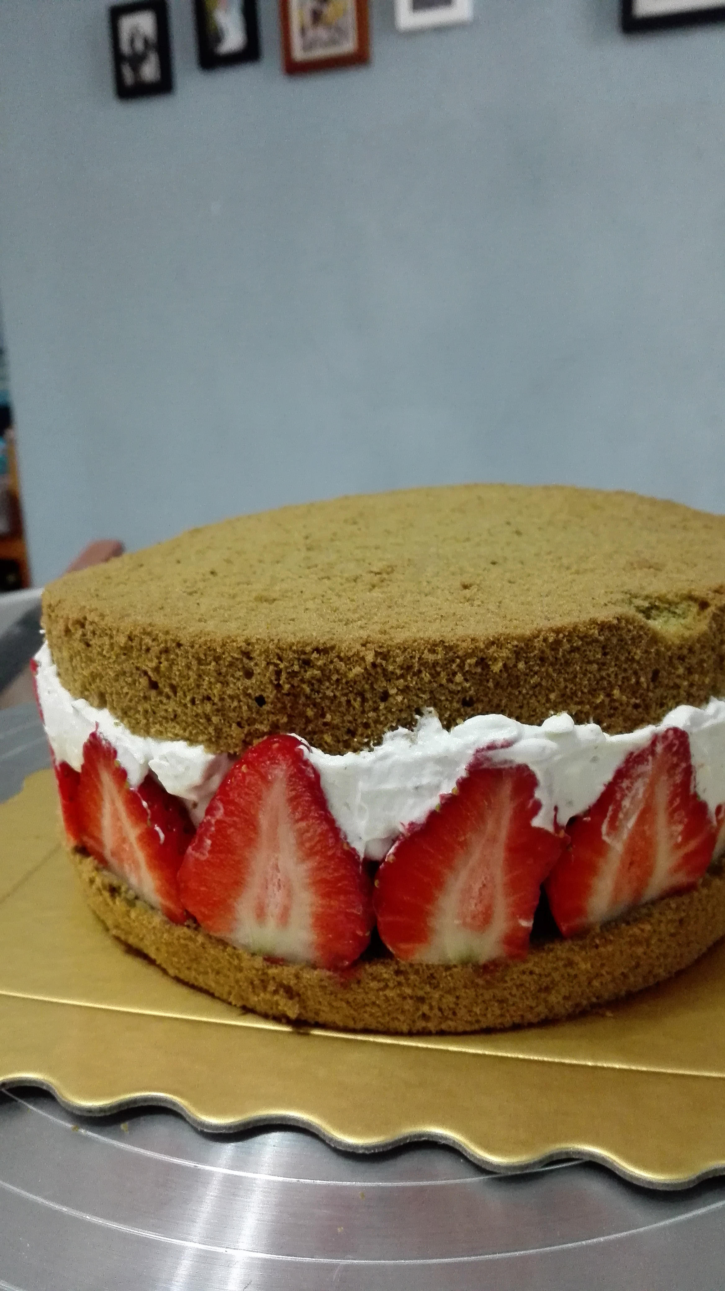 超簡單草莓奶油抹茶蛋糕的做法 步骤5