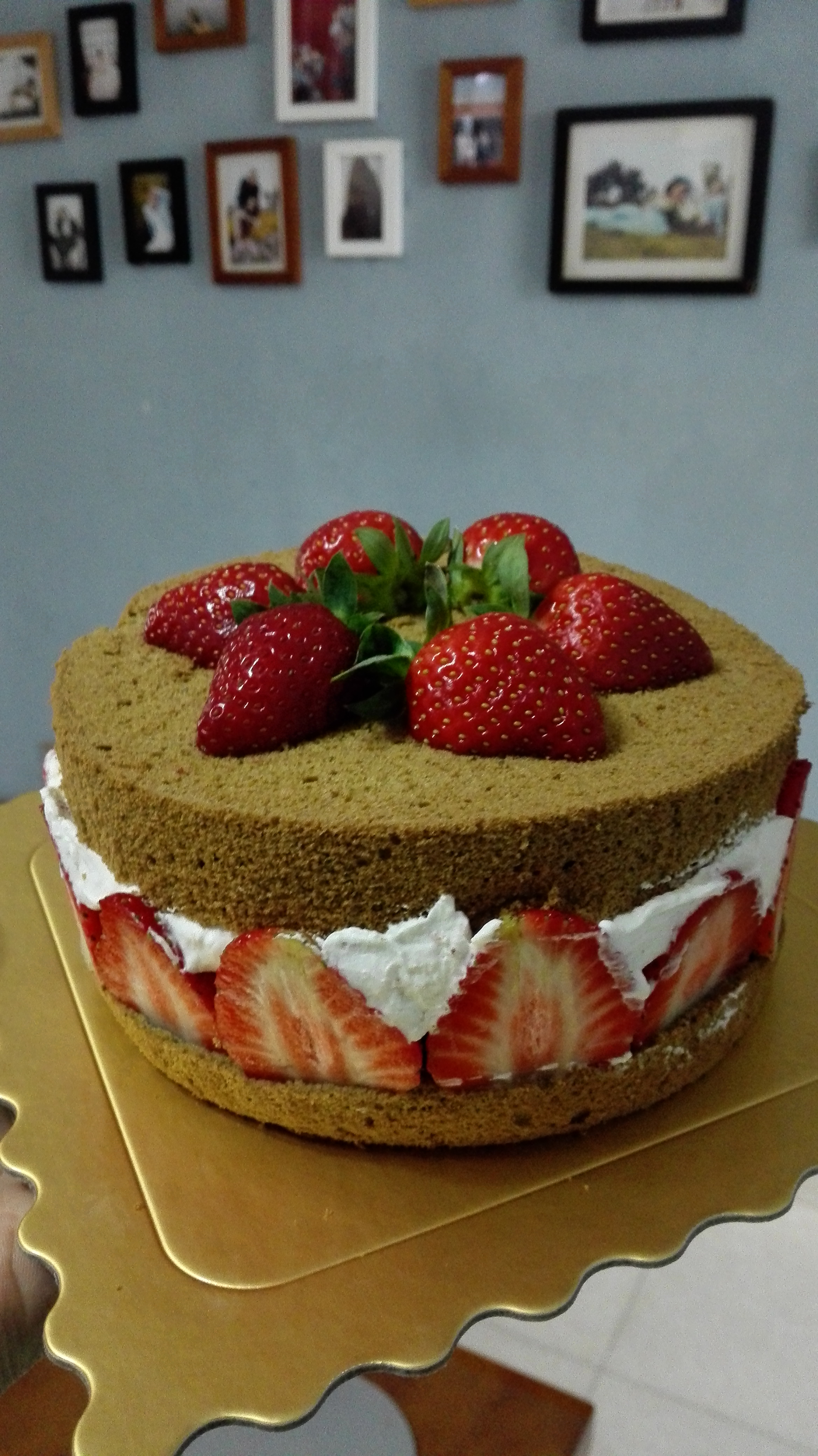 超簡單草莓奶油抹茶蛋糕的做法 步骤6