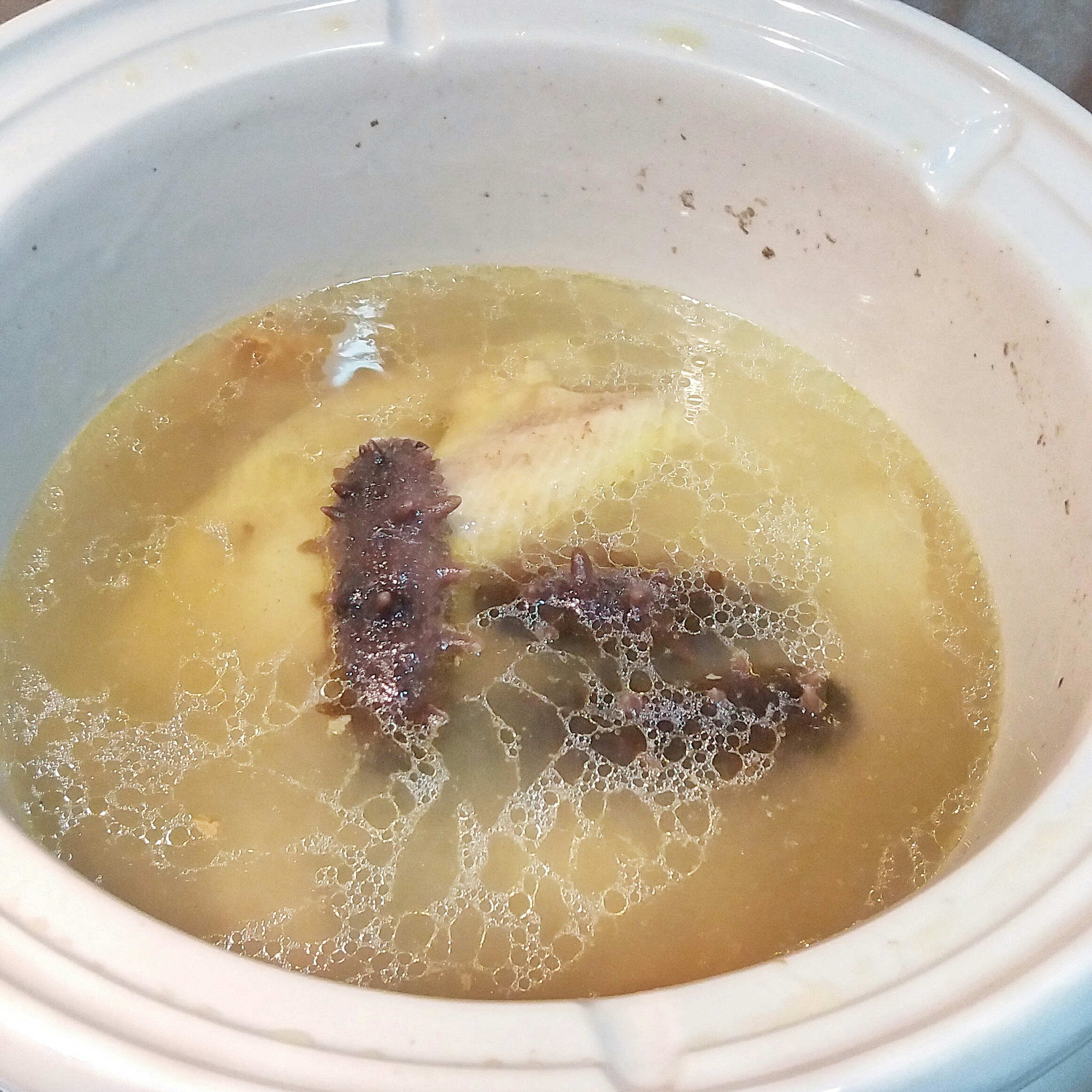 冬蟲草魚翅骨海參花膠雞湯&簡便吸掉湯里的肥油方法的做法 步骤6