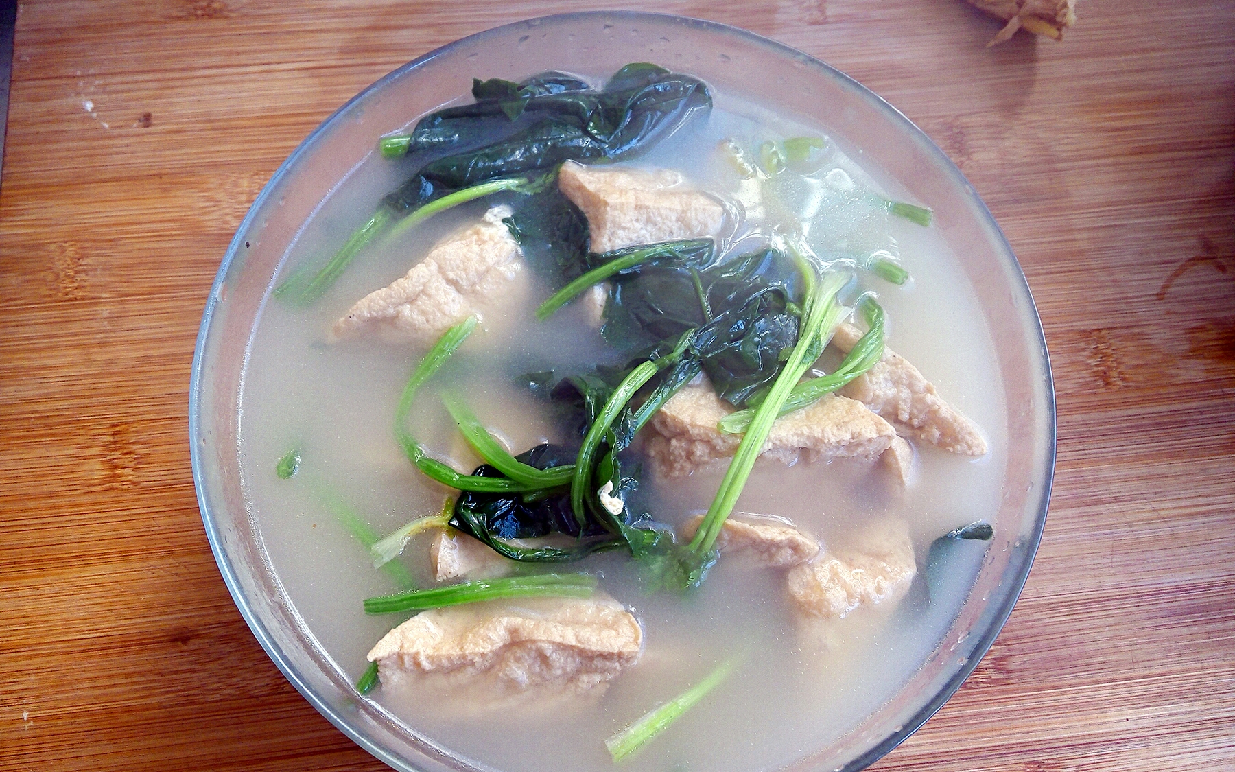 素版菠菜豆腐湯的做法 步骤3