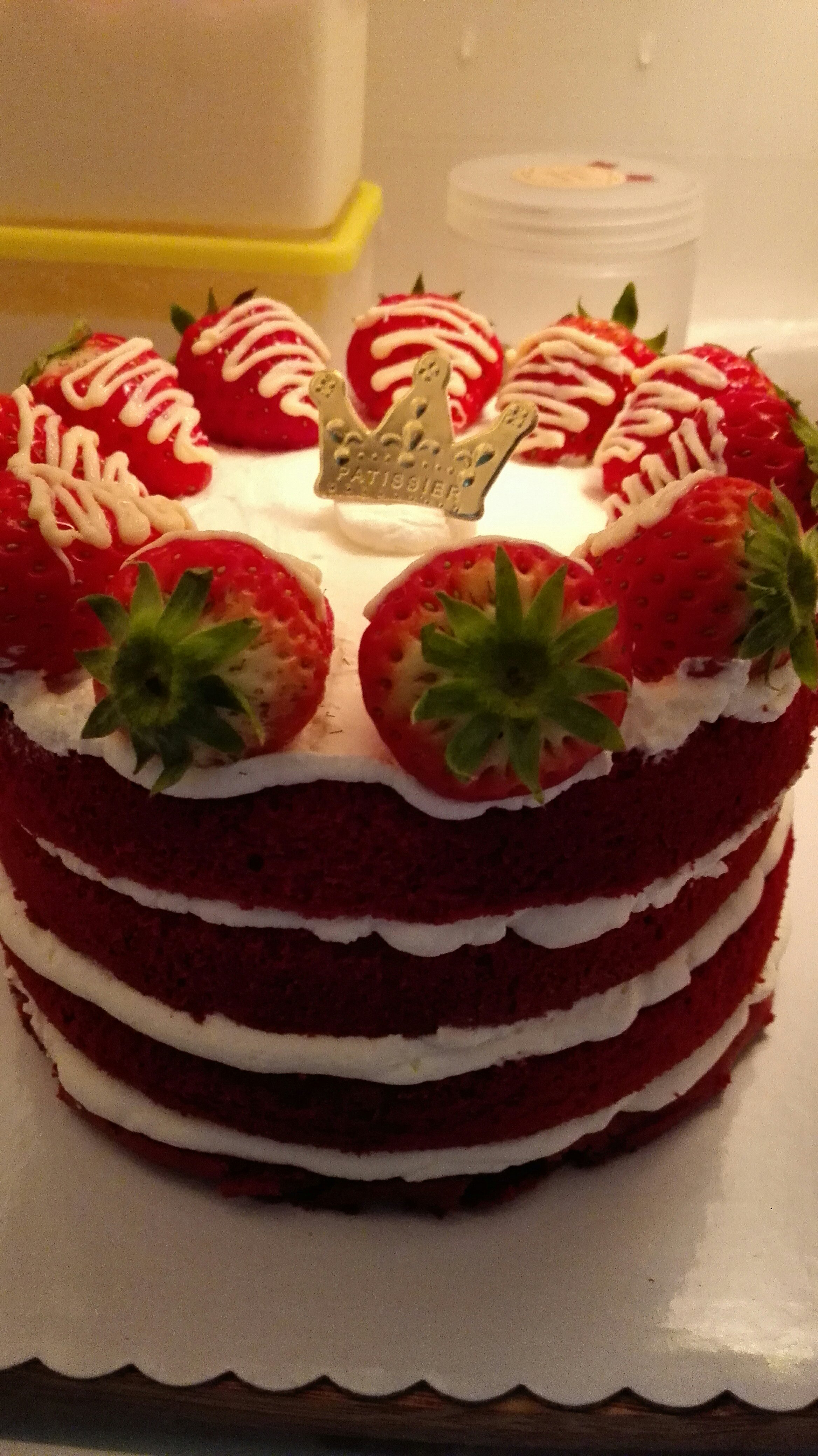 草莓紅絲絨裸蛋糕的做法 步骤9