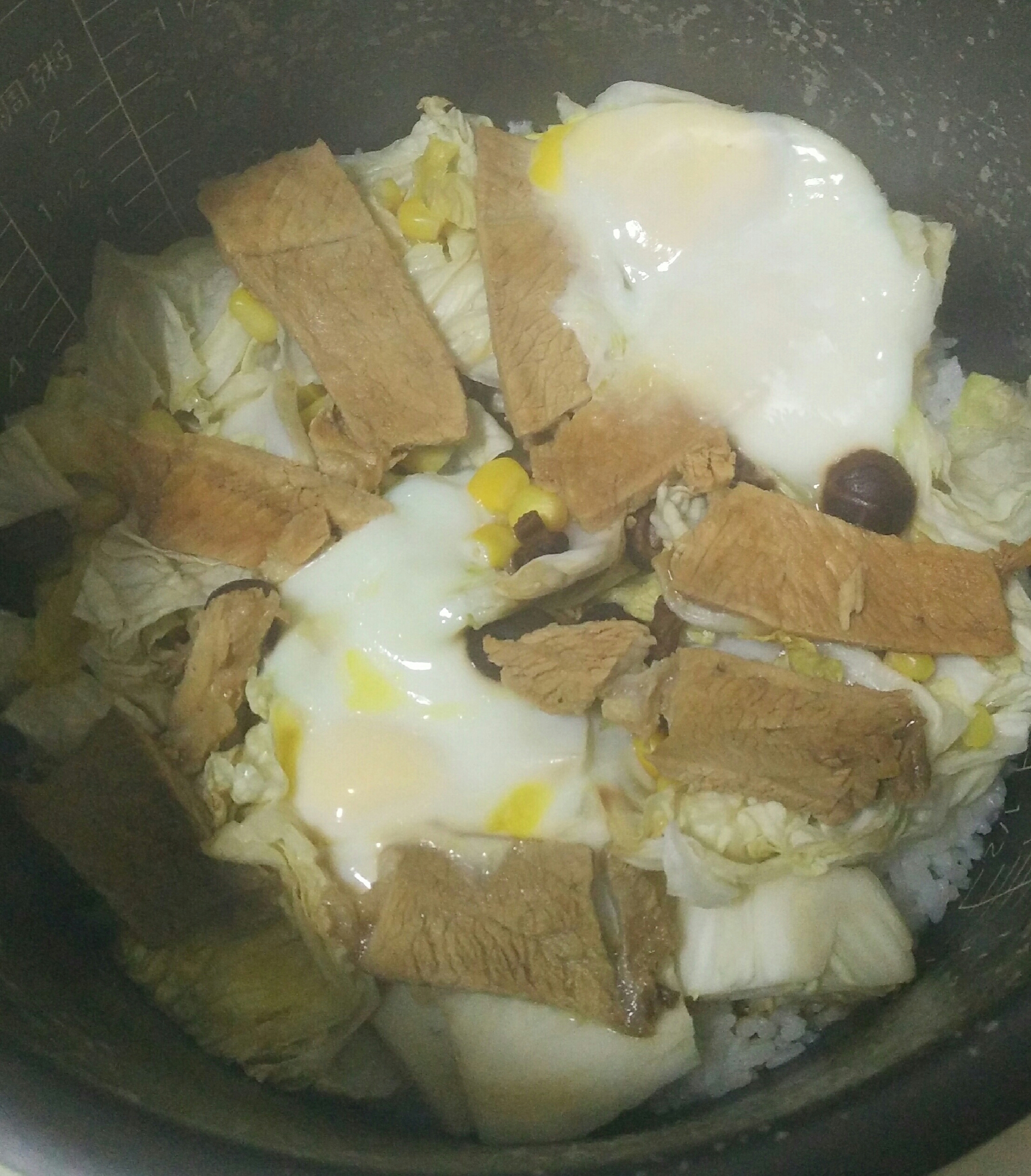 電飯煲版包菜肉片蓋澆飯的做法 步骤9