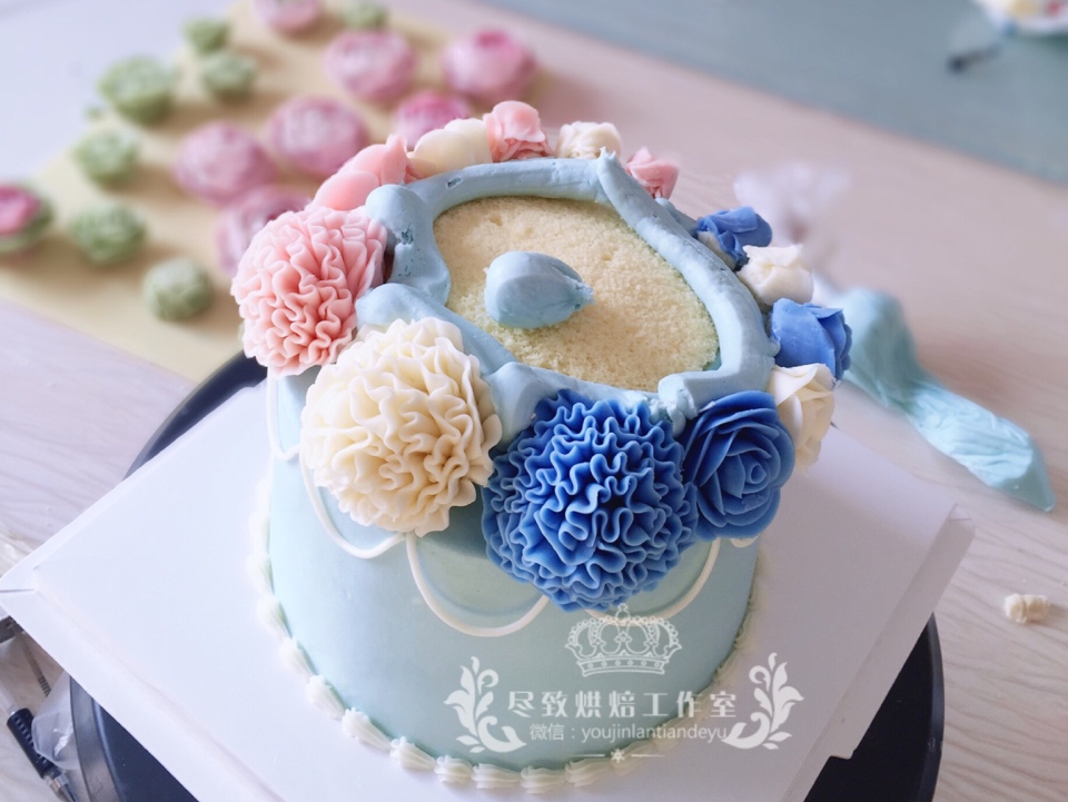 韓式花盒蛋糕制作的做法 步骤13