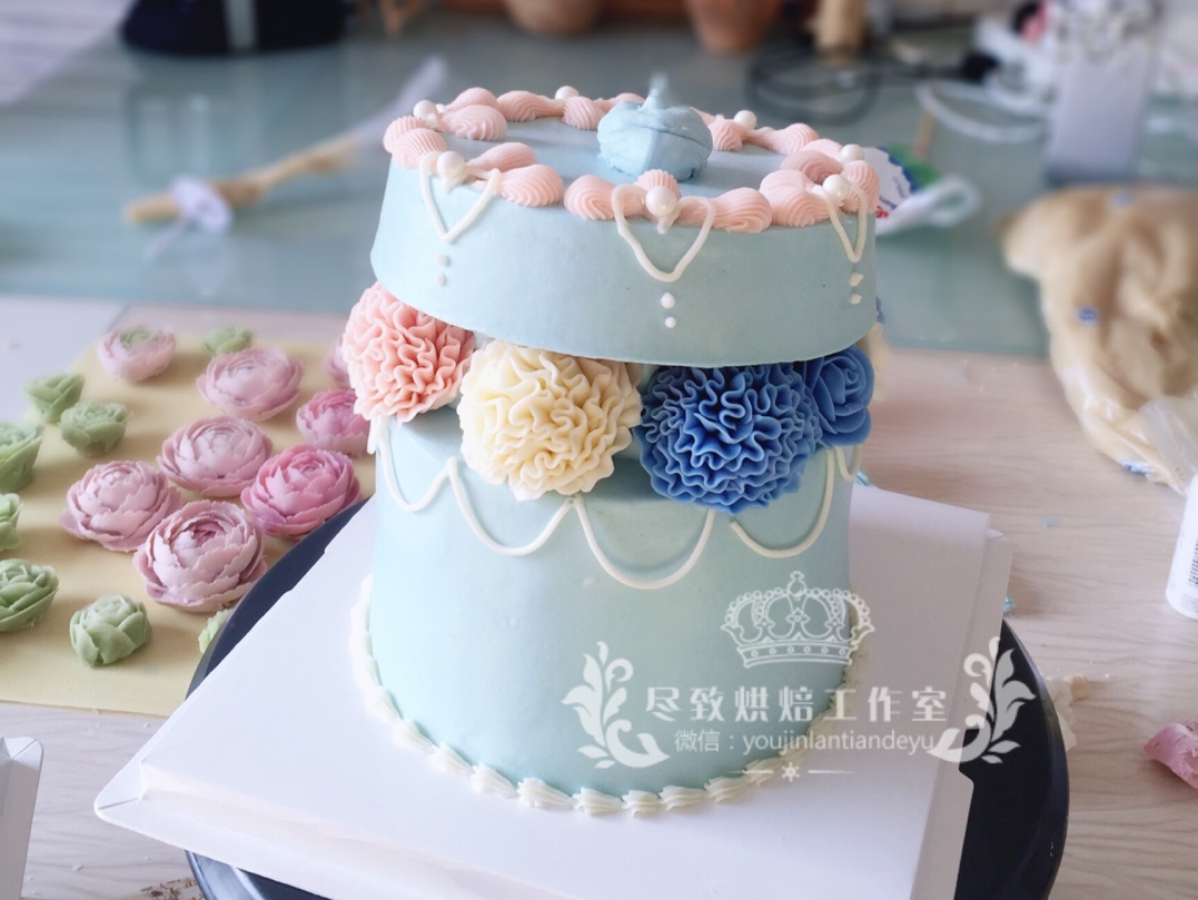 韓式花盒蛋糕制作的做法 步骤14