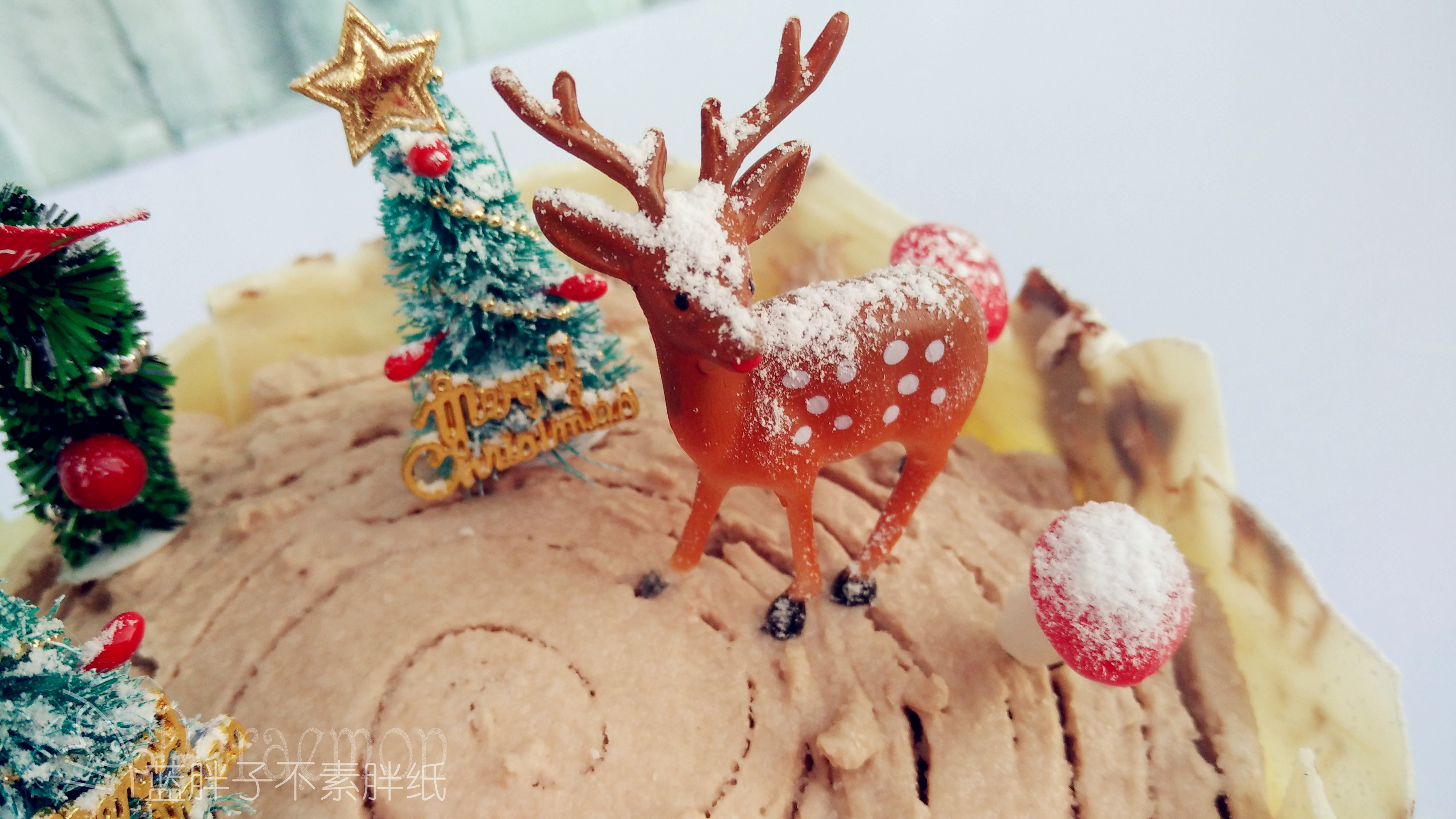 濃濃聖誕風之巧克力樹樁蛋糕的做法 步骤23