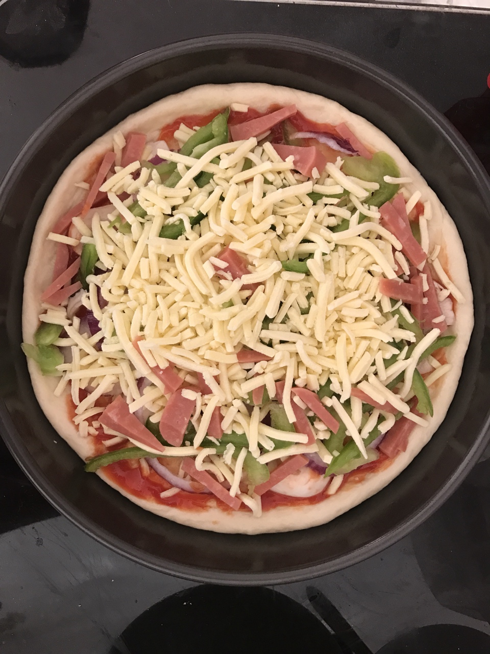 8寸火腿披薩制作的做法 步骤4