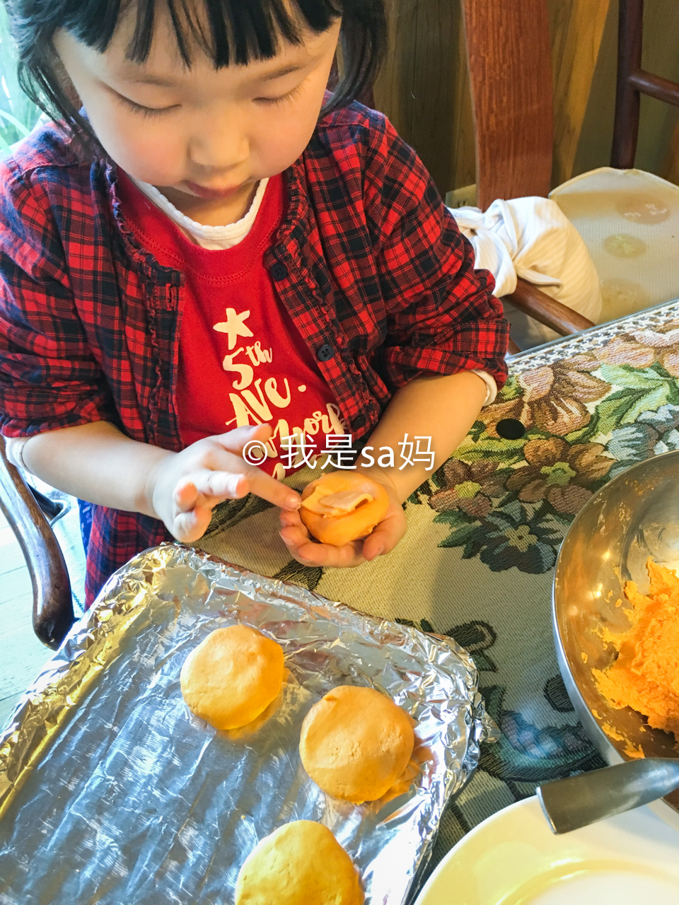 兒童菜譜-紅薯芝士餅的做法 步骤3